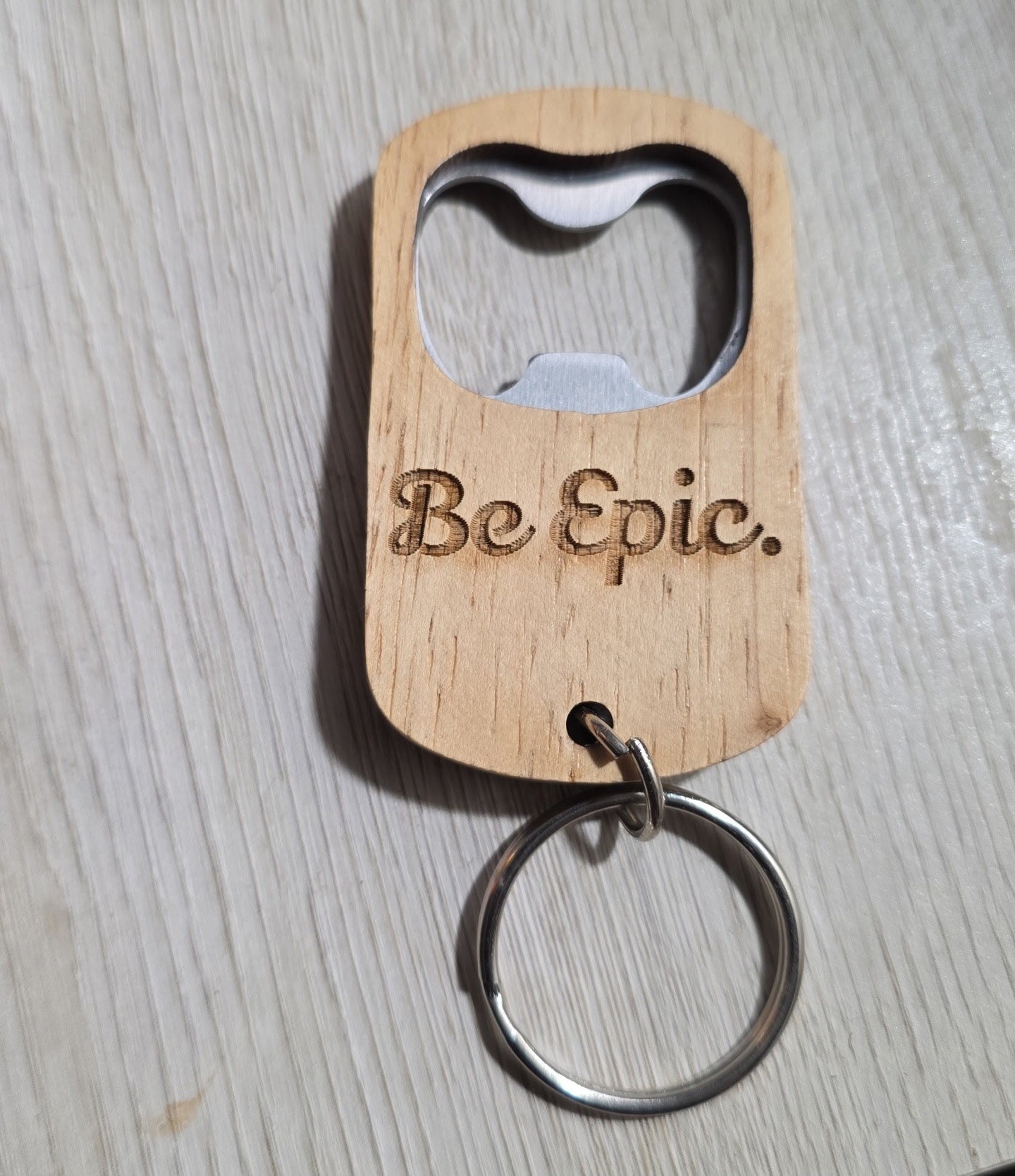 Be Epic Wooden Bottle Opener Keychain
